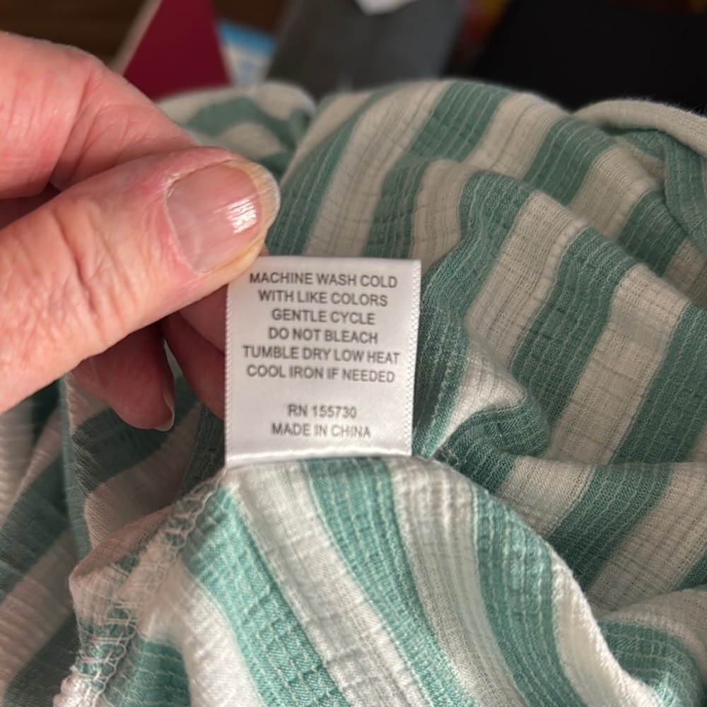 JANE + DELANCEY NWT SZ 2X GREEN/White Striped Tunic ROLL UP SLEEVES BUTTON FRONT - Picture 9 of 11